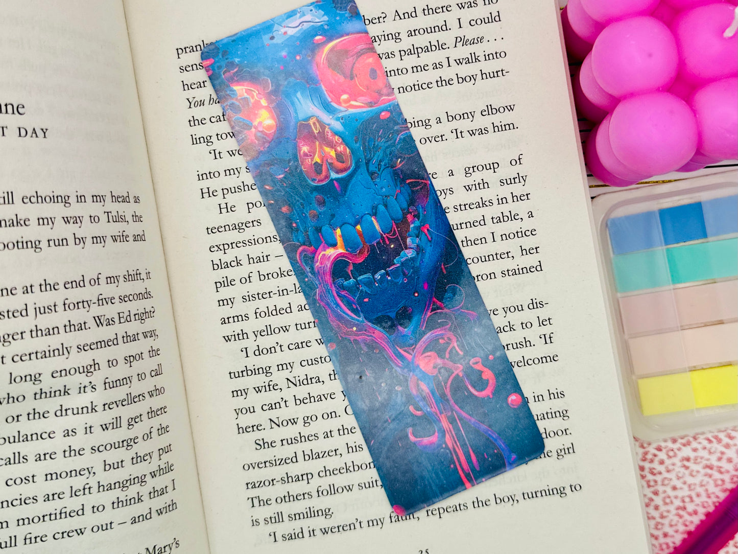 Neon Gothic Skull bookmark