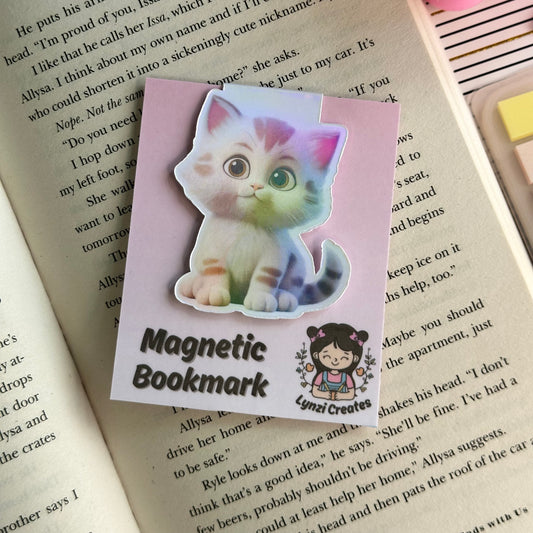 White Kitten Magnetic Bookmark