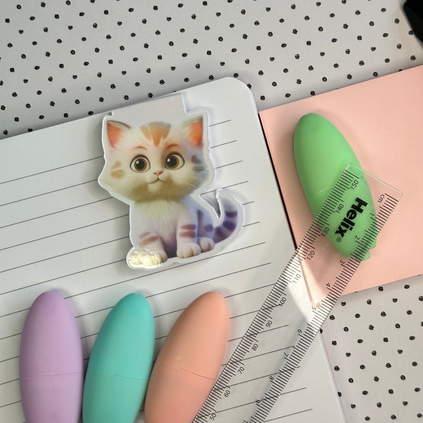 White Kitten Magnetic Bookmark