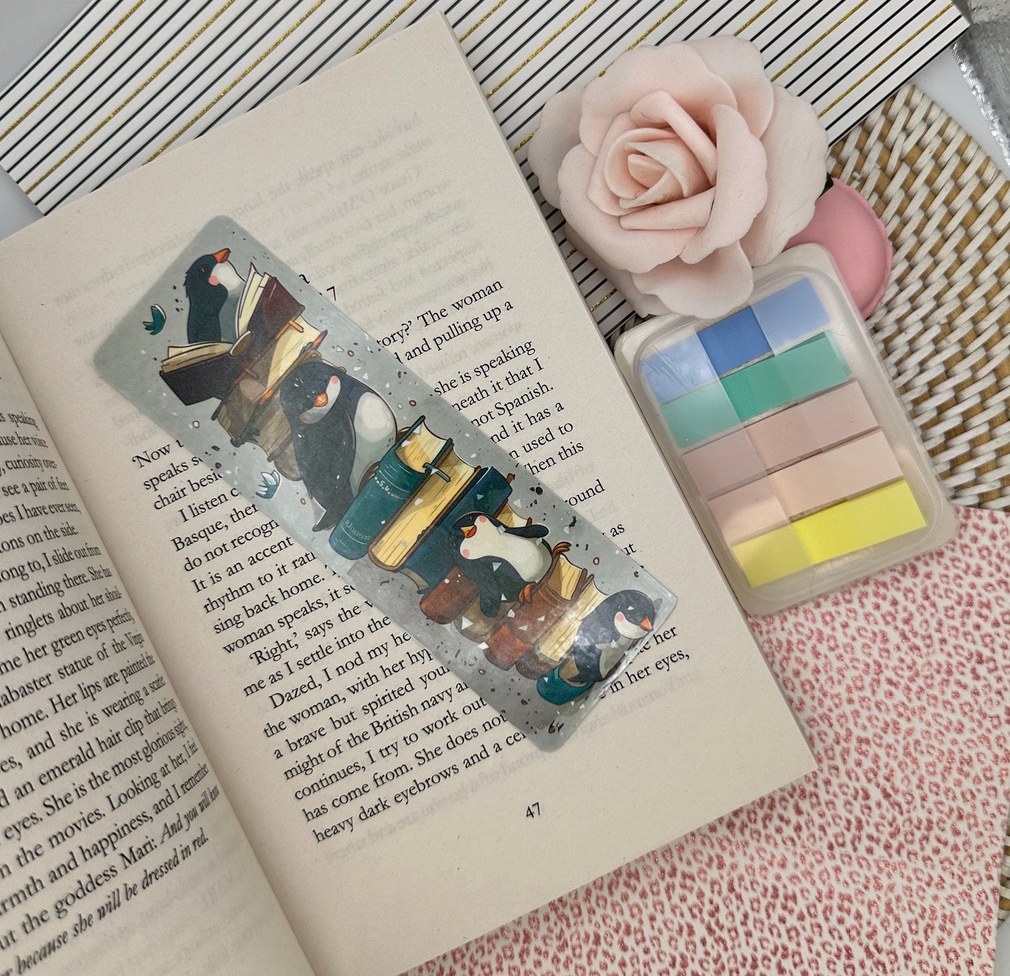 Cute Penguin Book mark | Doublesided Bookmark | Cute Bookmark | Gift For Book Lover | Bookish Gift | Book Accessories