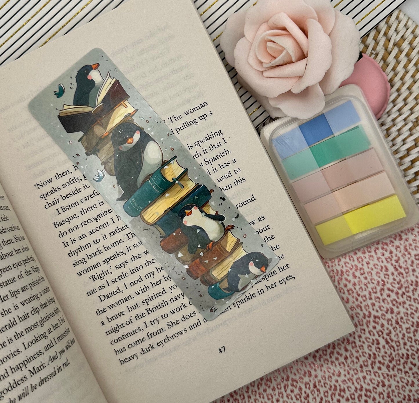 Cute Penguin Book mark | Doublesided Bookmark | Cute Bookmark | Gift For Book Lover | Bookish Gift | Book Accessories