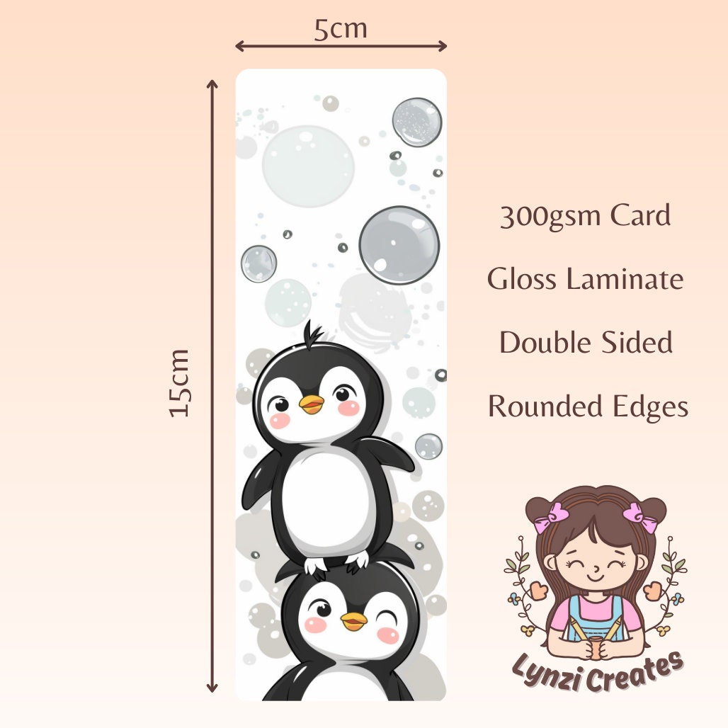 Cute Penguin Book mark | Doublesided Bookmark | Cute Bookmark | Gift For Book Lover | Bookish Gift | Book Accessories