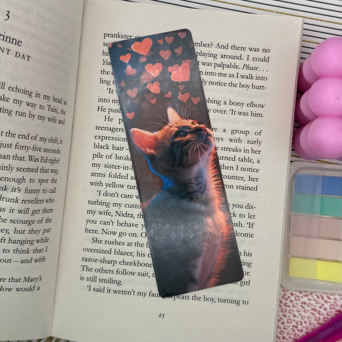 Neon Cat Bookmark | Kitten Bookmark | Stationary Gift | Cute Bookmark | Neon Art