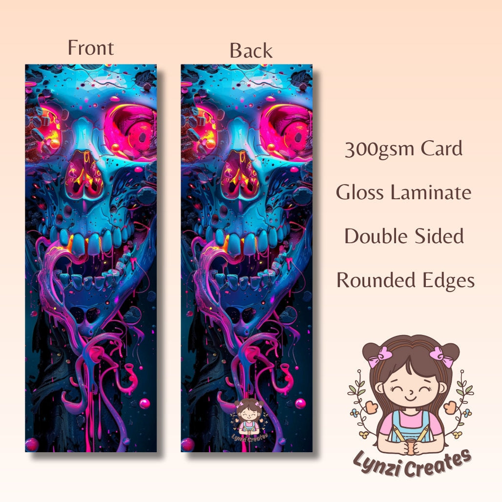 Neon Gothic | Gothic Bookmark | Gothic Romance | Cute Bookmark | Dark Romance | Neon Skull