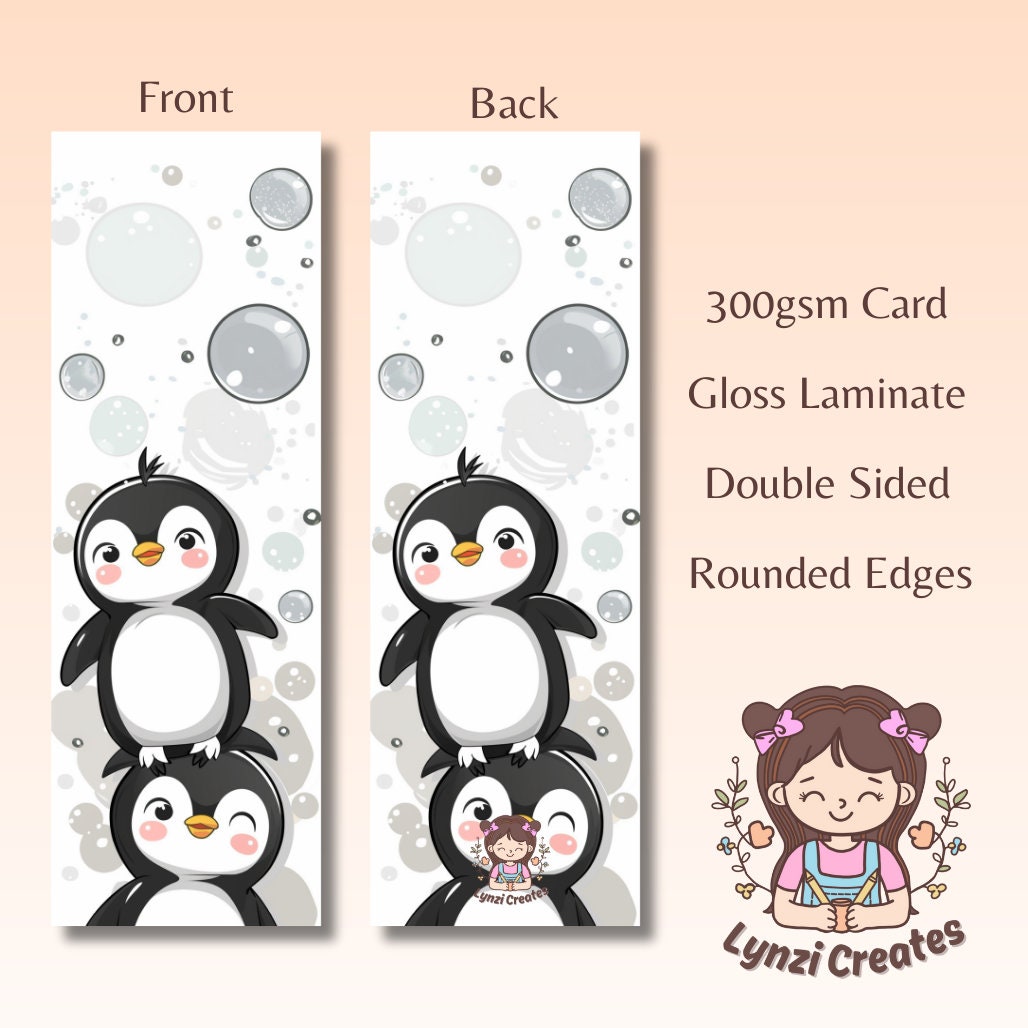 Cute Penguin Book mark | Doublesided Bookmark | Cute Bookmark | Gift For Book Lover | Bookish Gift | Book Accessories