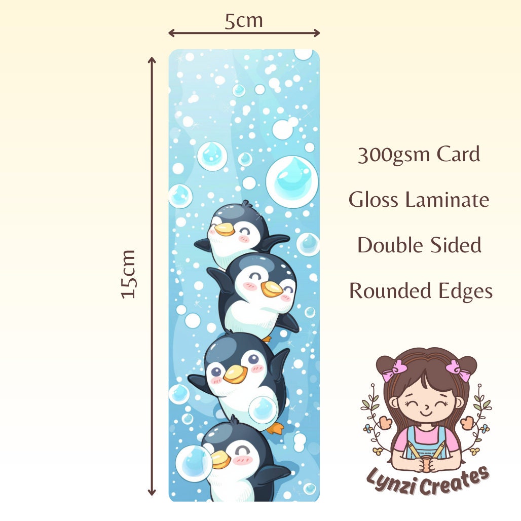 Cute Penguin Book mark | Doublesided Bookmark | Cute Bookmark | Gift For Book Lover | Bookish Gift | Book Accessories