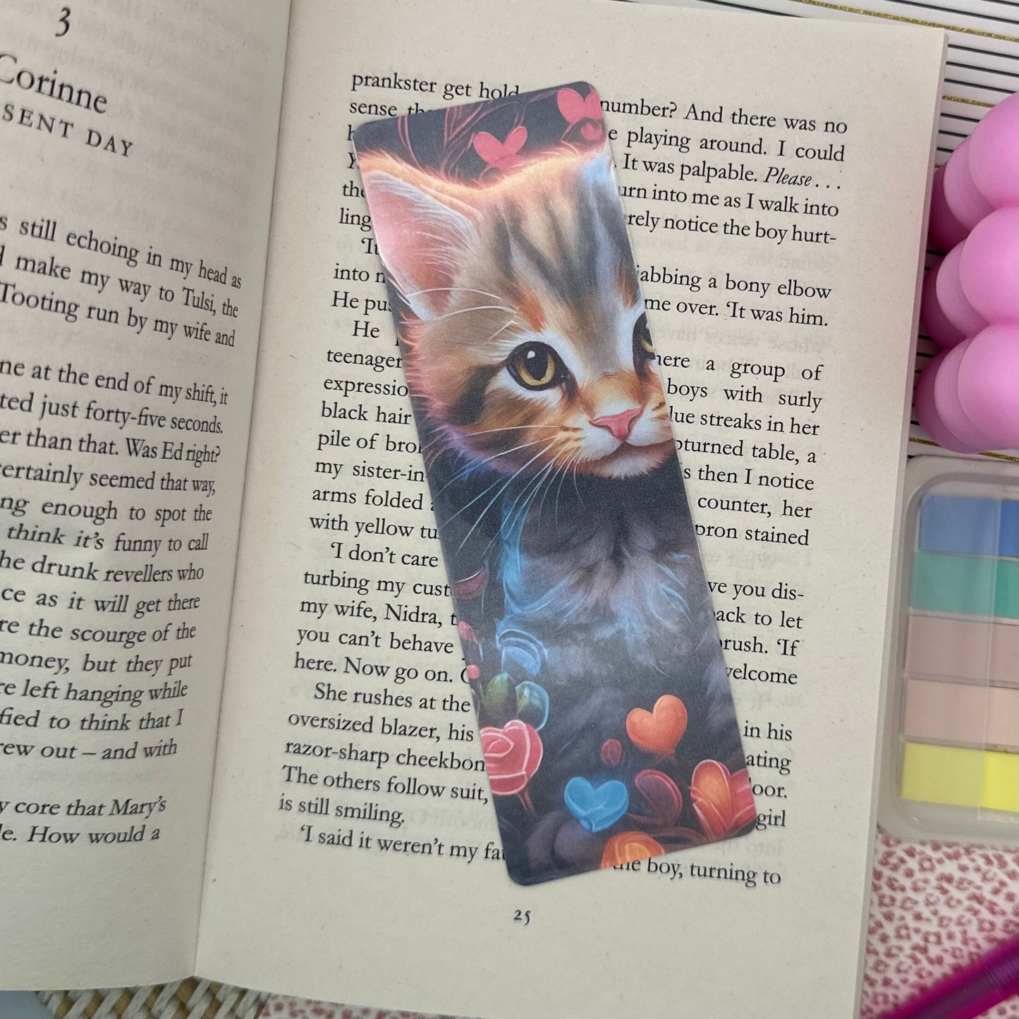 Neon Cat Bookmark | Kitten Bookmark | Stationary Gift | Cute Bookmark | Neon Art