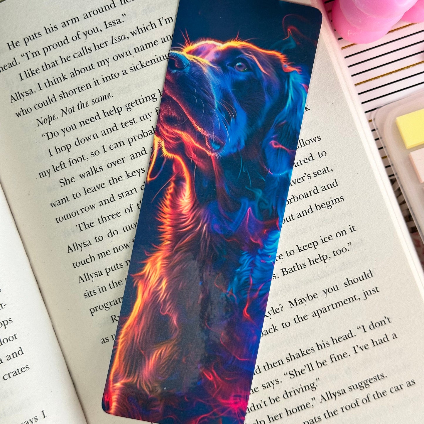 Neon Dog Bookmark | Puppy Bookmark | Stationary Gift | Cute Bookmark | Neon Art