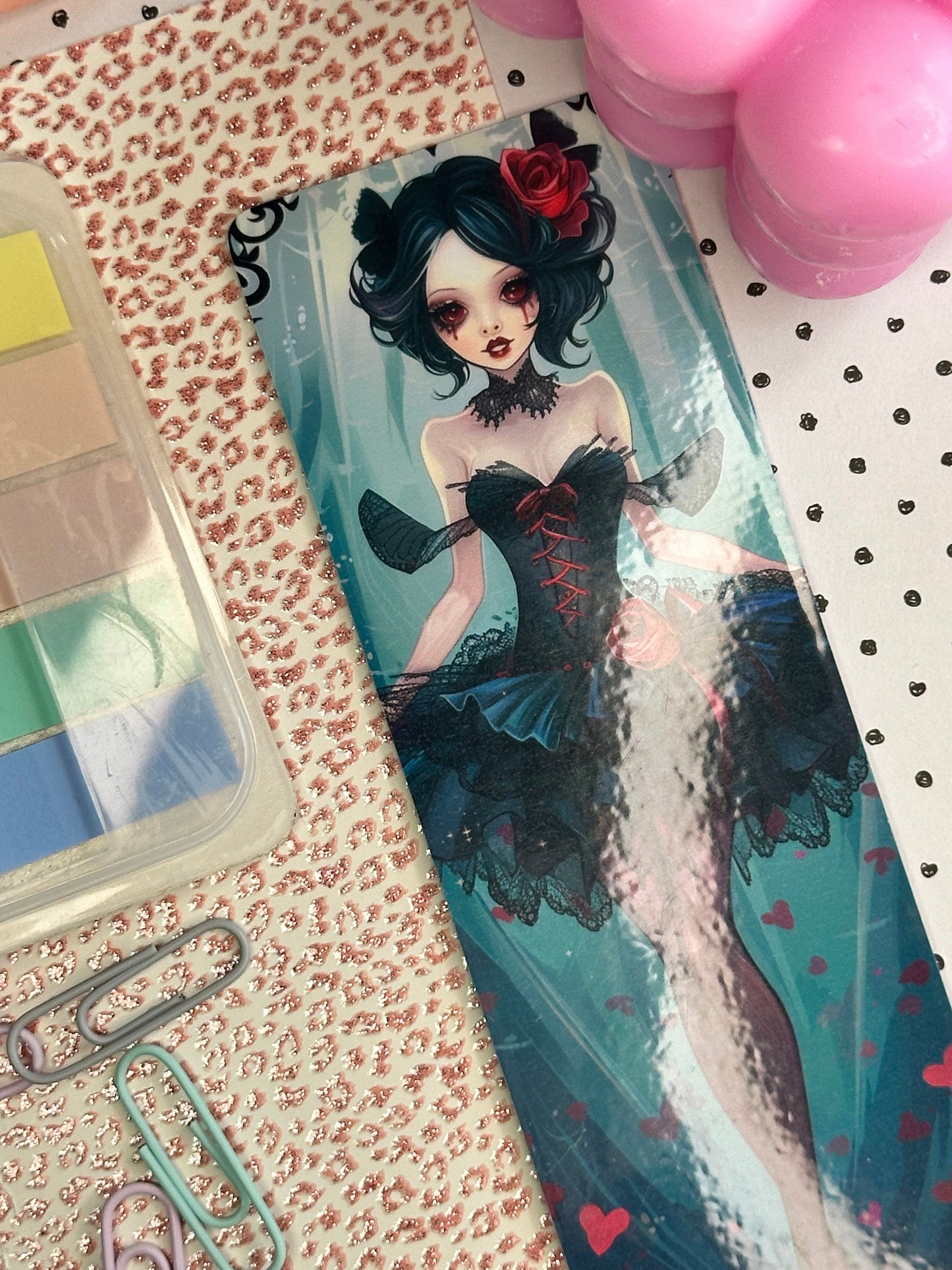 Gothic Ballerina Bookmark | Vampire Bookmark | Stationary Gift | Gothic Bookmark | Cute Ballerina | Anime Bookmark