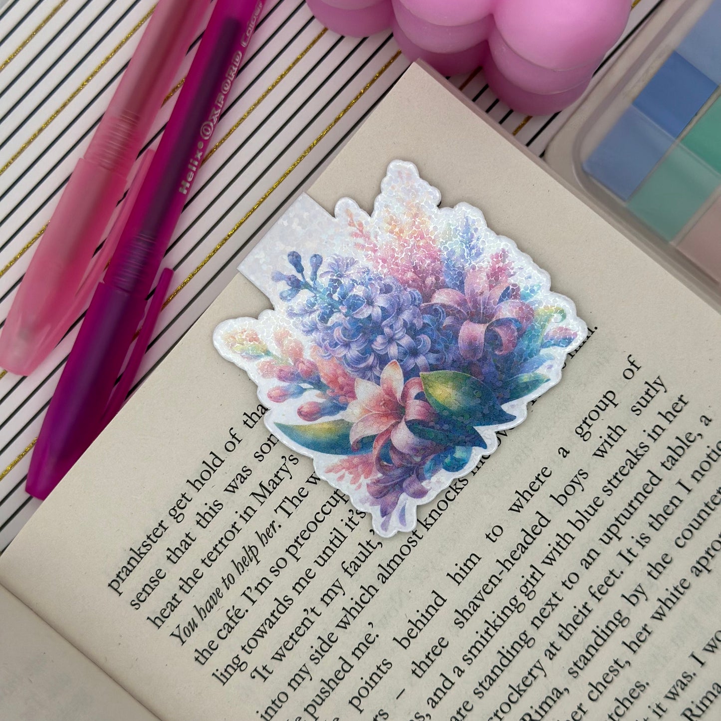 Purple Spring Flowers Magnetic Bookmark