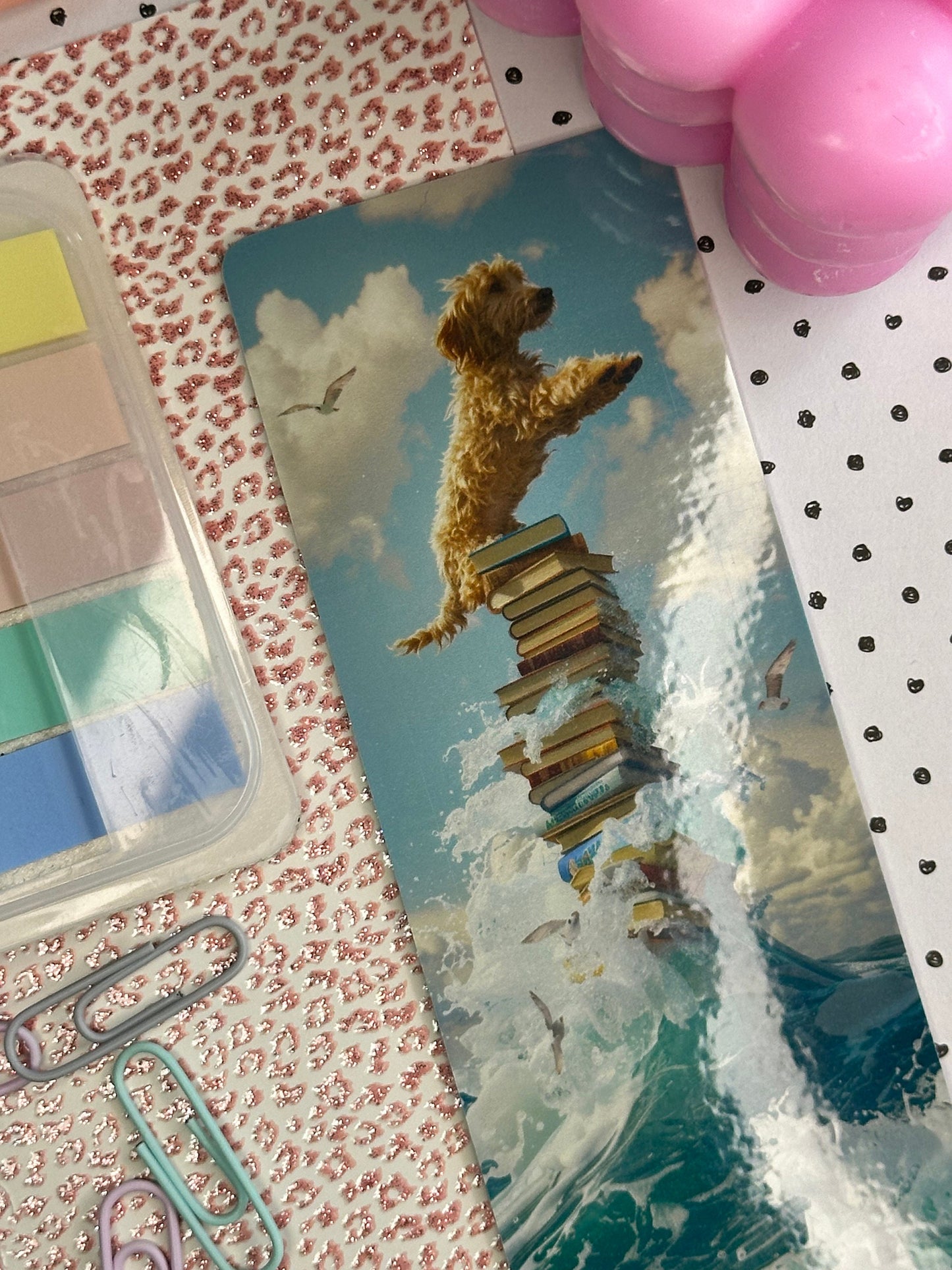 Cute Dog Bookmark | Puppy Bookmark | Stationary Gift | Cute Bookmark/Surfing