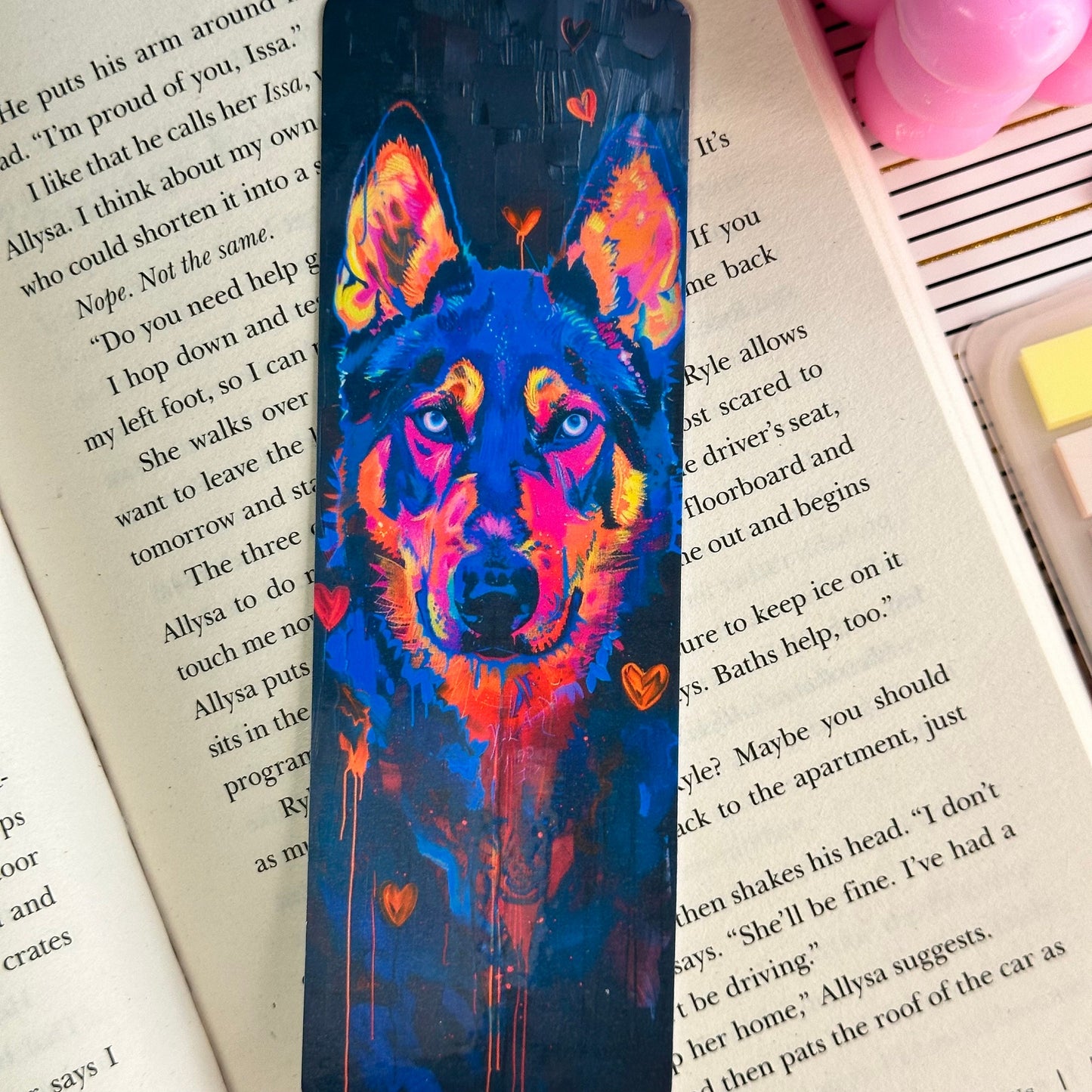 Neon Dog Bookmark | Puppy Bookmark | Stationary Gift | Cute Bookmark | Neon Art