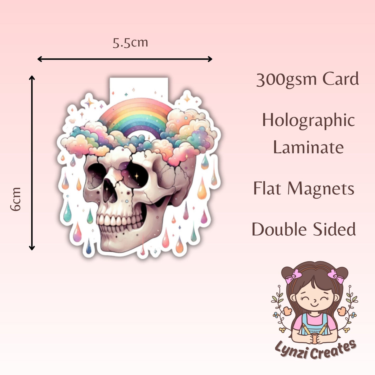 Rainbow skull Magnetic Bookmark