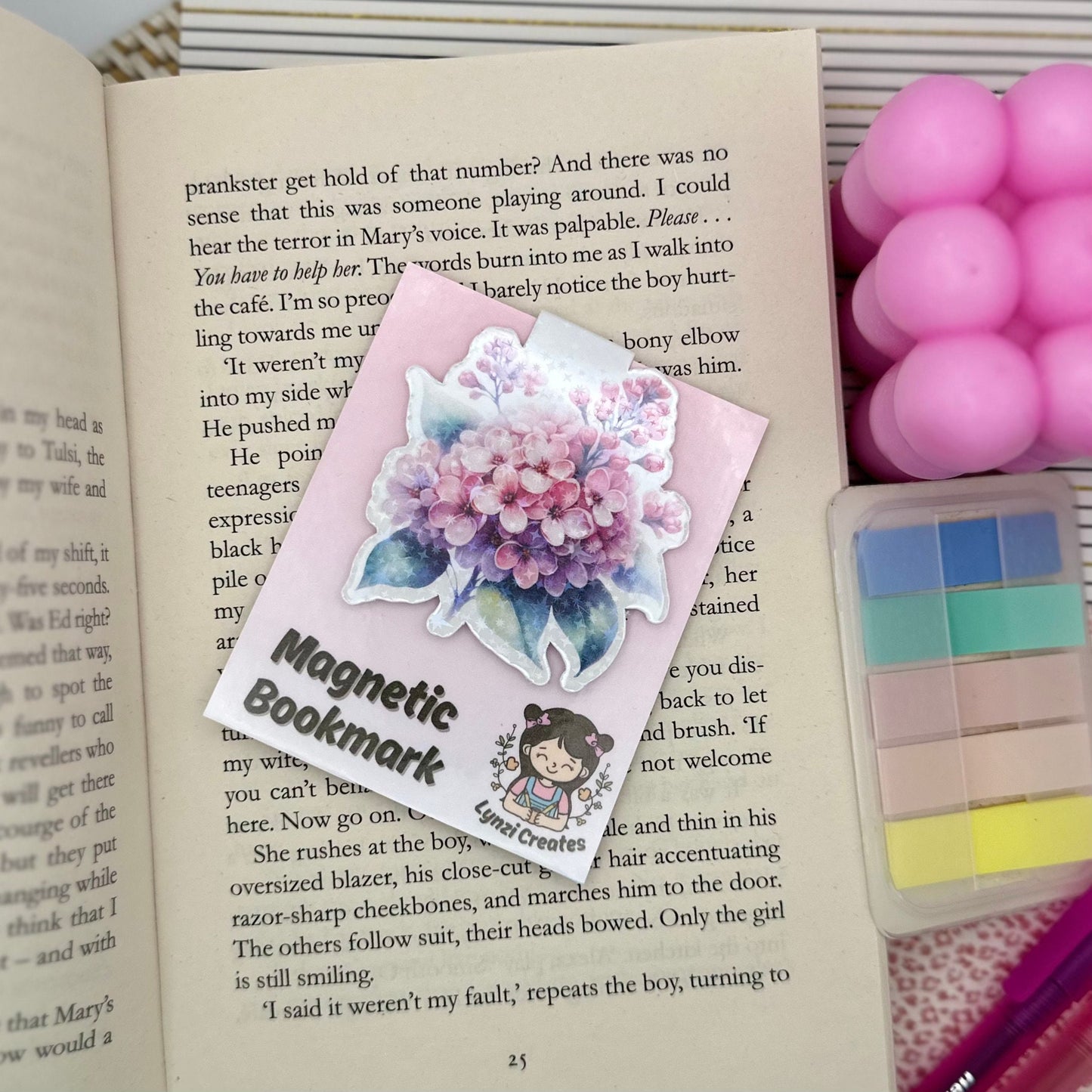 Pink Spring Flowers Magnetic Bookmark