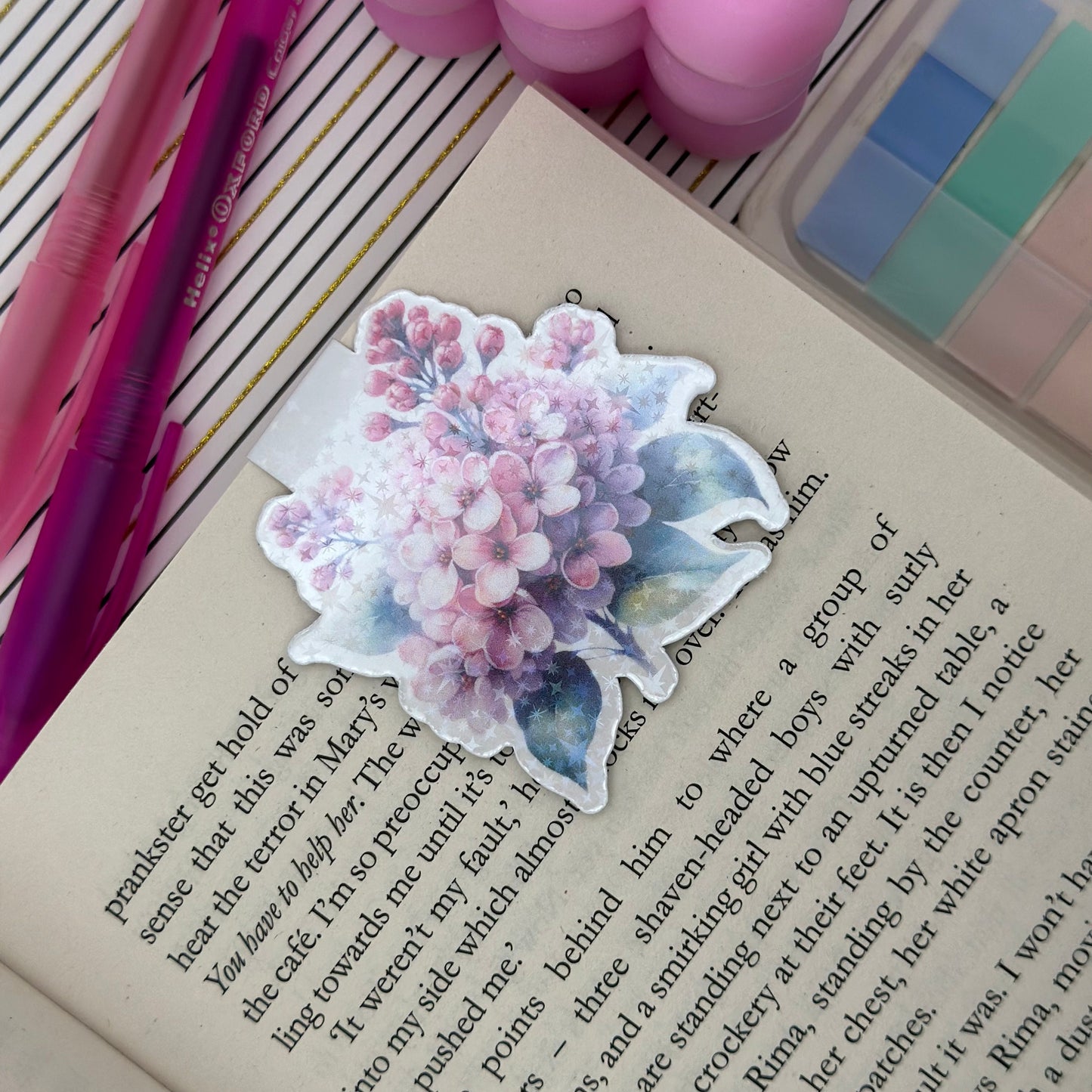 Pink Spring Flowers Magnetic Bookmark