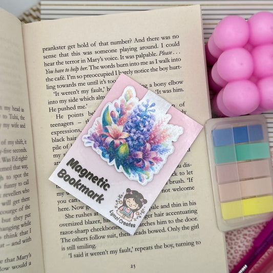 Purple Spring Flowers Magnetic Bookmark